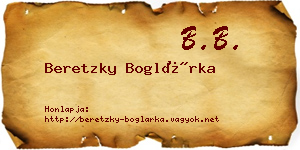 Beretzky Boglárka névjegykártya
